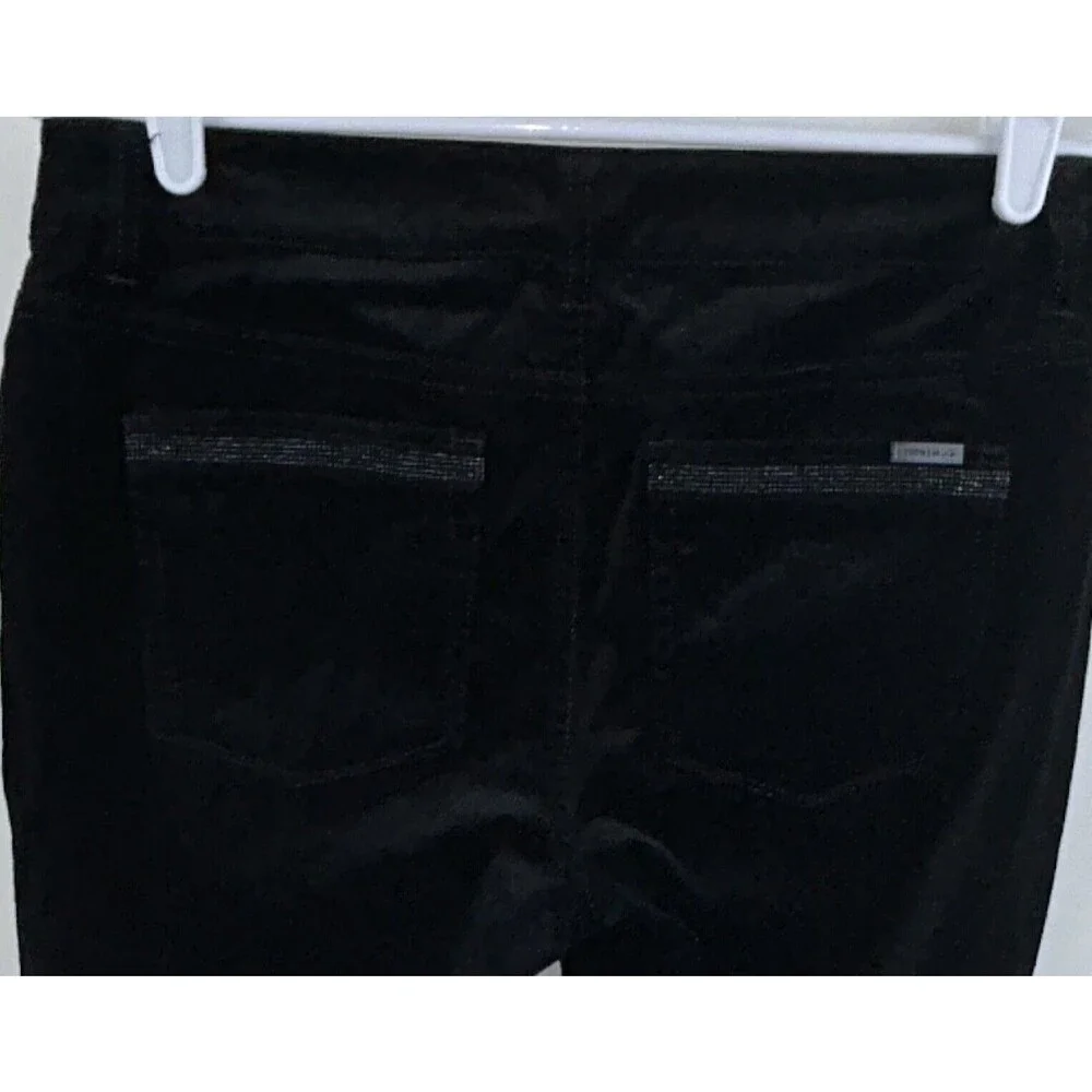 White House Black Market Womens Velvet Pants Size 2R Black Slim Leg Embellished